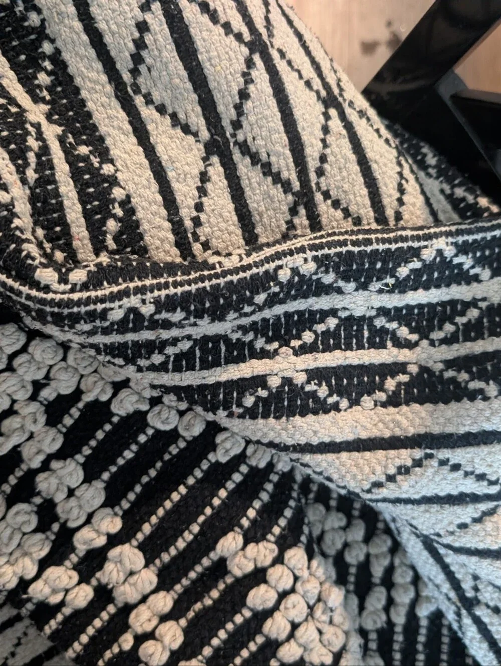2 Textured Chunky Woven Black and Cream Moroccan Bohemian Pillow Covers Oeko-Tex